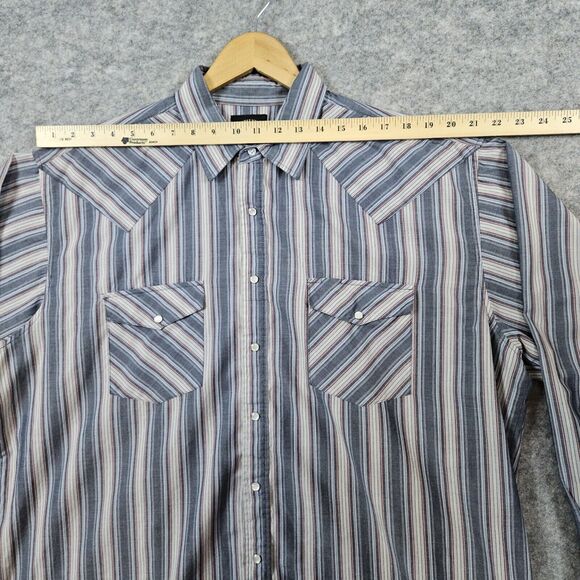 Saddle King Men's‎ Western Pearl Snap Size 17 1/2 Striped Cowboy Shirt Rodeo - Picture 8 of 13